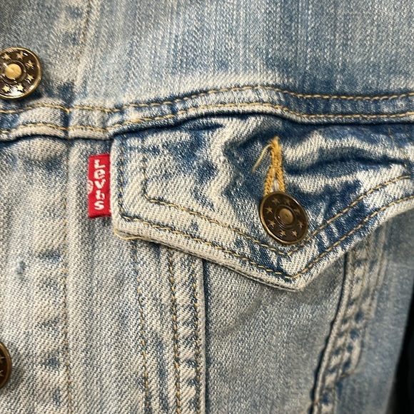 Levis 2015 Distressed Jean Jacket Production Sample SZ M Blue - Picture 4 of 5